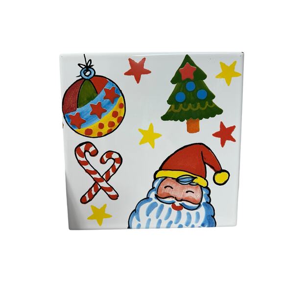 Santa Christmas Ceramic Terra-Cotta Tile‎ Trivet SUPPORTO PER BICOTTURA ITALY - Picture 4 of 4